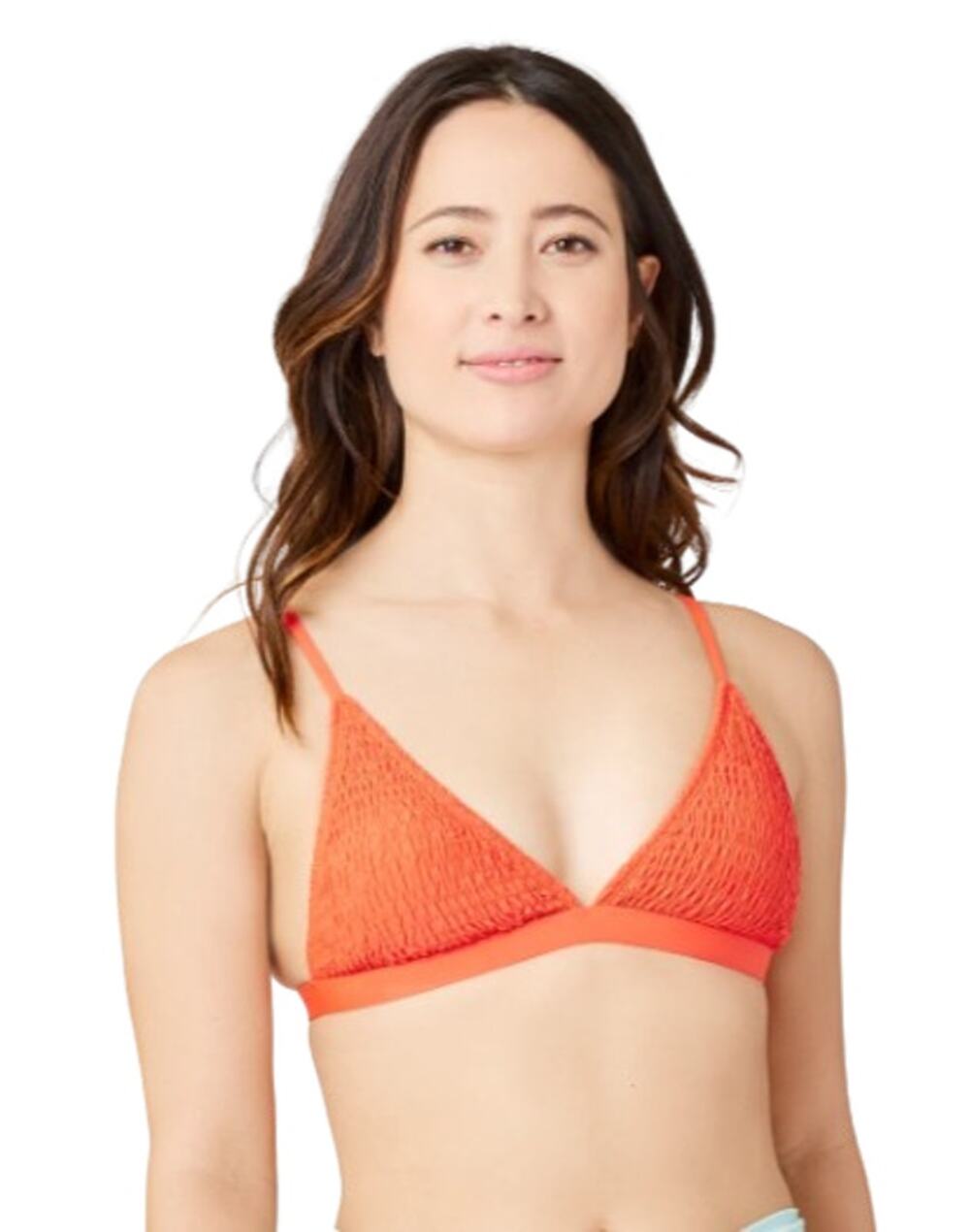 CARVE DESIGNS Womens Gigi Smocked Bikini Top Medium Orange Sunset Cross Back NWT
